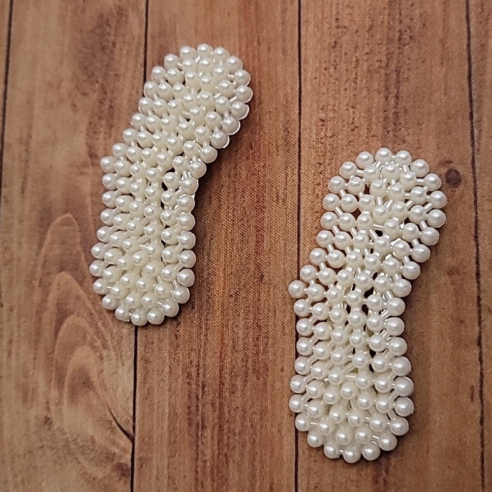 Elegant Faux Pearl 2 Piece Barrette Hair Clips Fashion Accessory